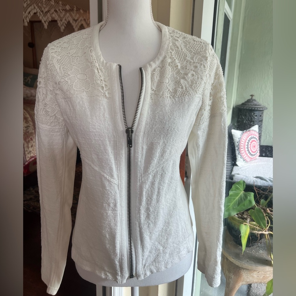 White zipper up jacket